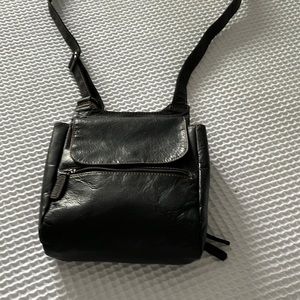 JackGeorges black leather crossbody bag